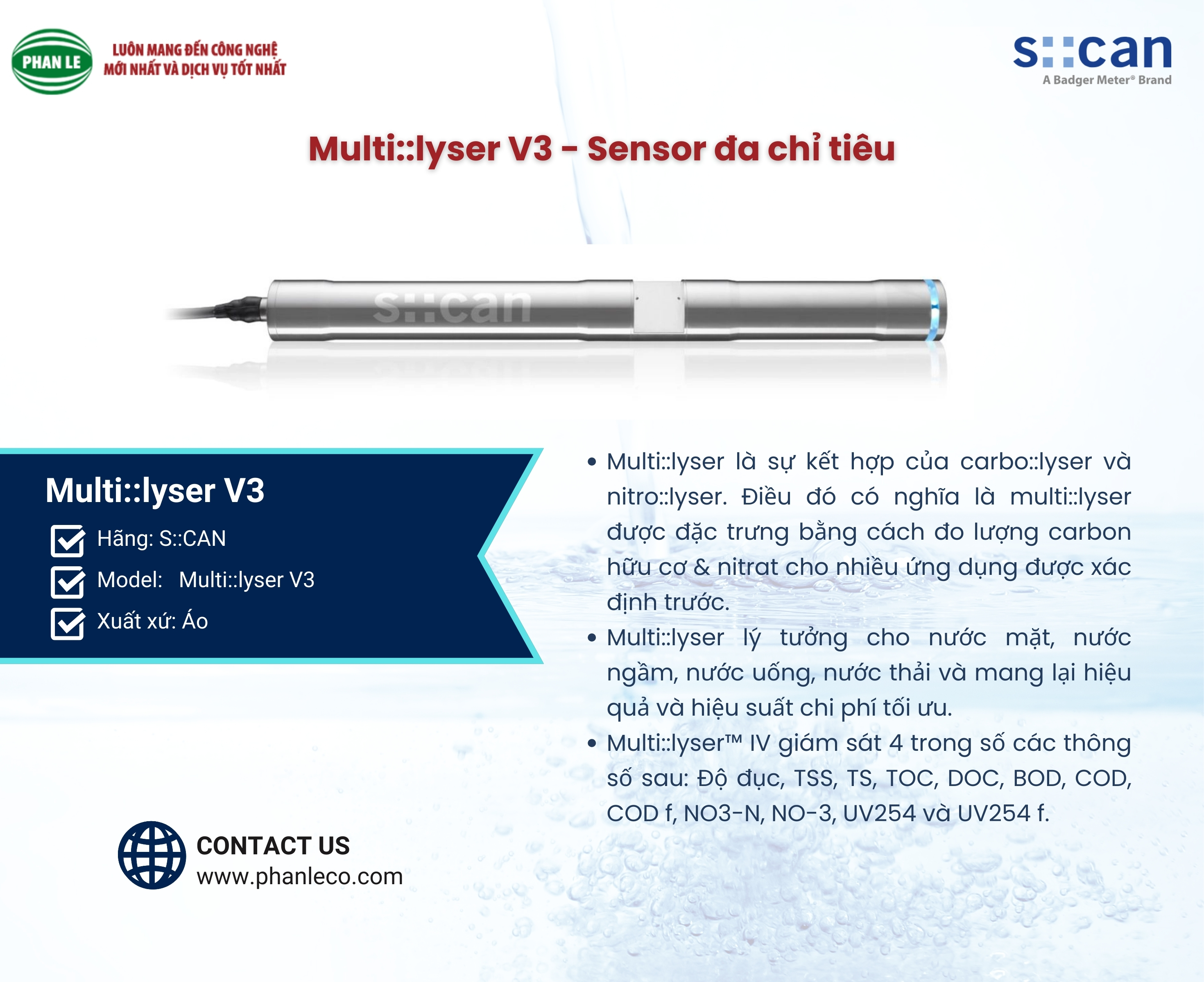 Thiết bị đo TSS, COD,BOD, độ màu - Multi::lyser V3 (hãng S::CAN)